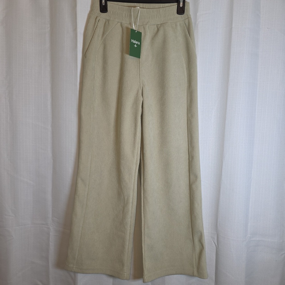 Halara Tan Corduroy Wide Leg Pants Elastic Waist Women's Size XSPetite NWT